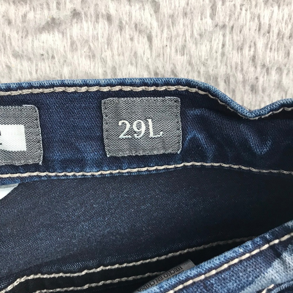 BKE Alec Jeans Men 29L (28x30) Blue Straight Leg Dark Wash Distressed Denim - Picture 8 of 15